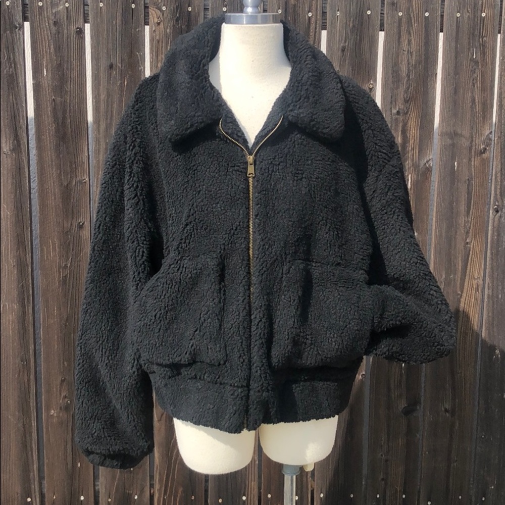 New Warm Faux Fury Black Jacket | Thread & Supply